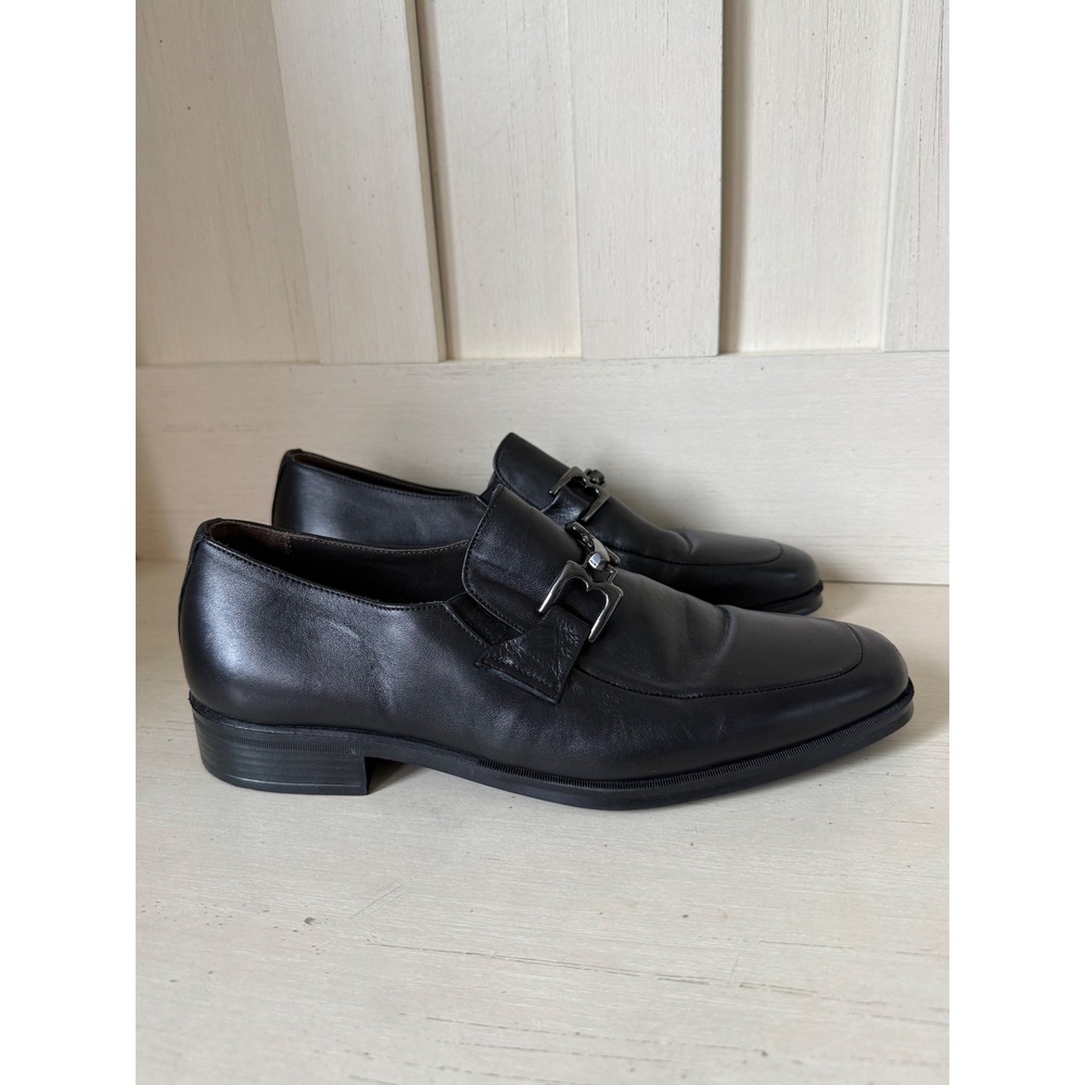 Bruno Magli Mens Black Leather Monk Strap Loafers Made in Italy Size 7 MB4P1TA0
